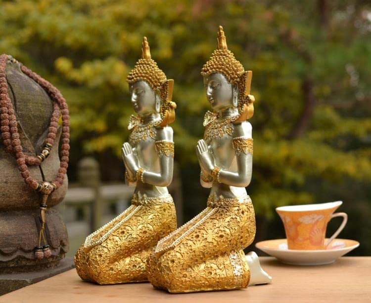 Amazon.co.jp: 置物 タイの神様 膝をついて祈る姿 アジアン風 民族調